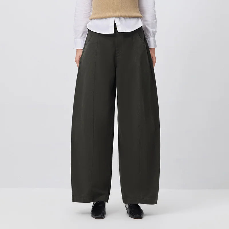 Semir Women Pants Panel Center Seam Curved Barrel Leg Loose Retro Casual Style Autumn Trousers Street Wear 2026