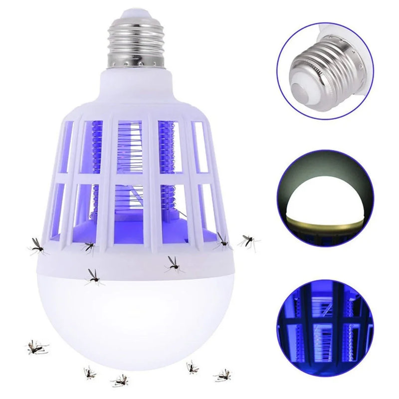 អំពូលភ្លើងចាប់សត្វល្អិត 2-in-1 ឧបករណ៍ចាប់មូសក្នុងផ្ទះ 2-in-1 - ឧបករណ៍ចាប់សត្វល្អិត និងចាប់រុយអគ្គិសនីសម្រាប់ទីធ្លាខាងក្រោយផ្ទះ