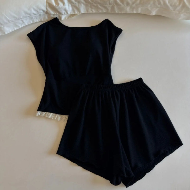 Cotton Pajamas Woman Nightwear New Summer Thin Sleeveless Chest Pads Loungewear Two-piece Set Casual Pyjama Women's Sleepwear