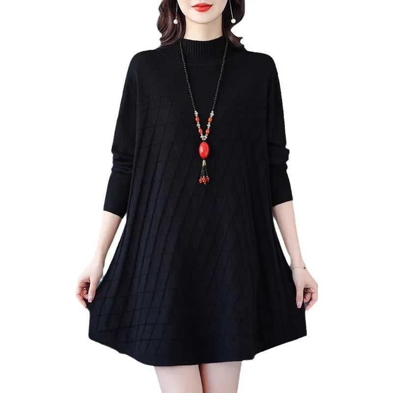 Winter Jerseys For Women New Loose Big Size Mother Pullover Sweater Knitwear Woolen Short Dress Female Jumper Pulls Clothes