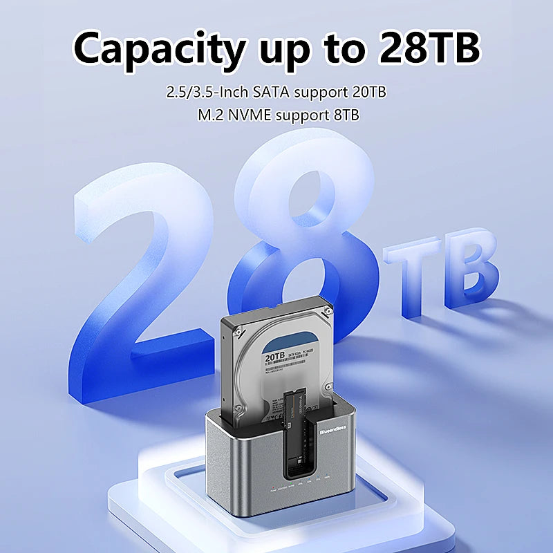 មុខងារក្លូនក្រៅបណ្តាញ Blueendless M.2 NVME ទៅ SATA 2.5 3.5 2.5/3.5 អ៊ីញ SSD HDD ចម្លងអាដាប់ទ័រស្ថានីយ៍ចត