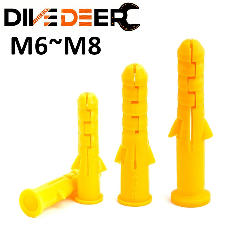 200pcs Plastic Expansion Anchors Drywall Anchors M6 M8 M10 Plastic Anchor Wall Plugs for Screw