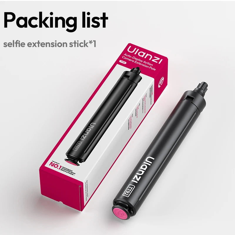 ដំបងថតរូប Ulanzi TT92 ចល័តជាមួយវីស 1/4" ជើងទម្របើកដោយស្វ័យប្រវត្តិសម្រាប់កាមេរ៉ា DJI Action Insta 360 DSLR អាលុយមីញ៉ូមស្រាល