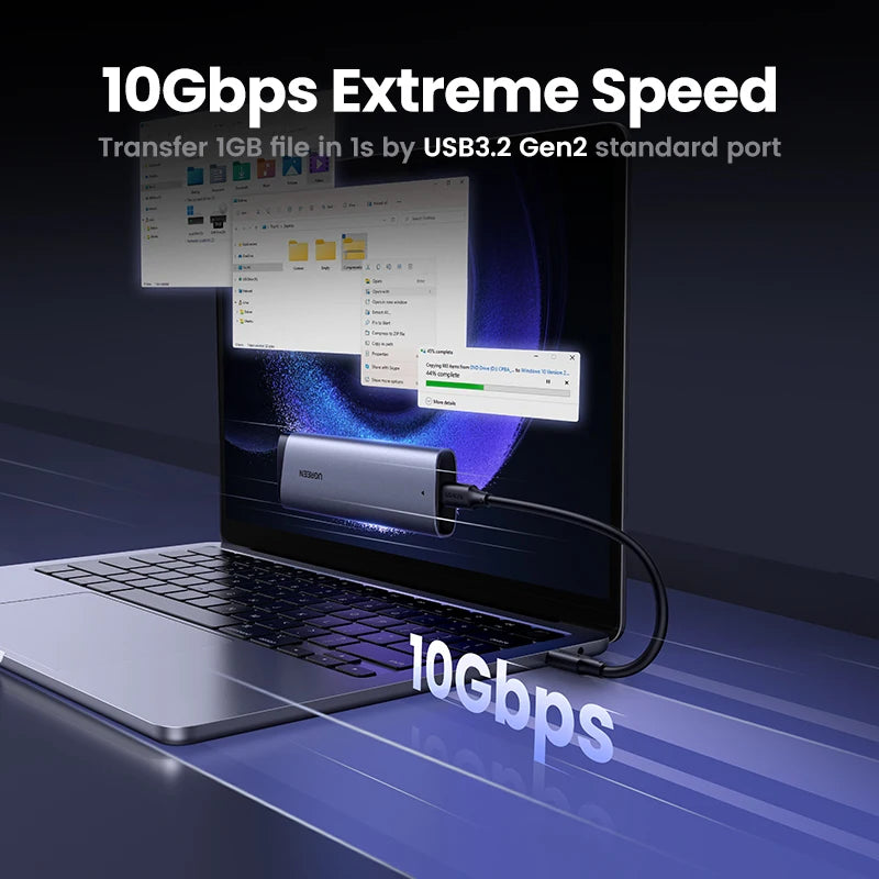 UGREEN 10Gbp M2 SSD Case NVME SATA Dual Protocol M.2 to USB Type C SSD Adapter for NVME PCIE NGFF SATA SSD Disk Box