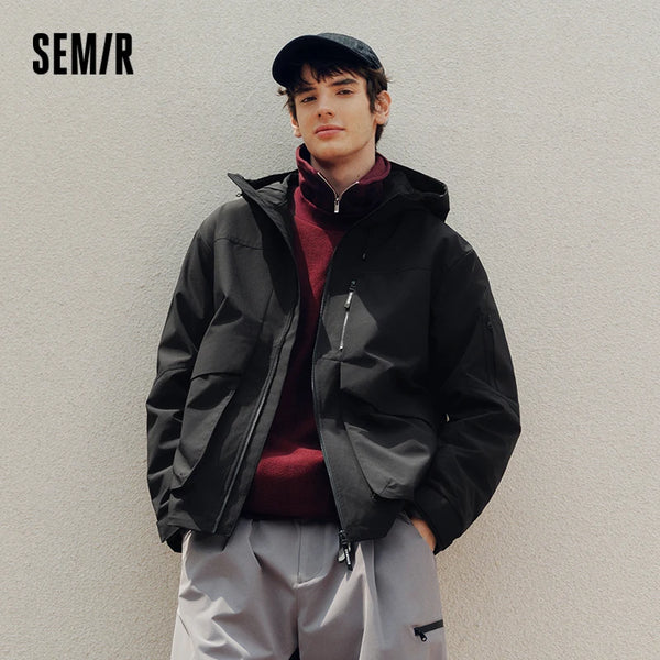 អាវក្រៅបុរស Semir រចនាប័ទ្មភ្នំមានមួក រលុង គូស្នេហ៍ រចនាប័ទ្មធម្មតា រដូវស្លឹកឈើជ្រុះ ទម្ងន់ស្រាល ពាក់ប្រចាំថ្ងៃ 2026