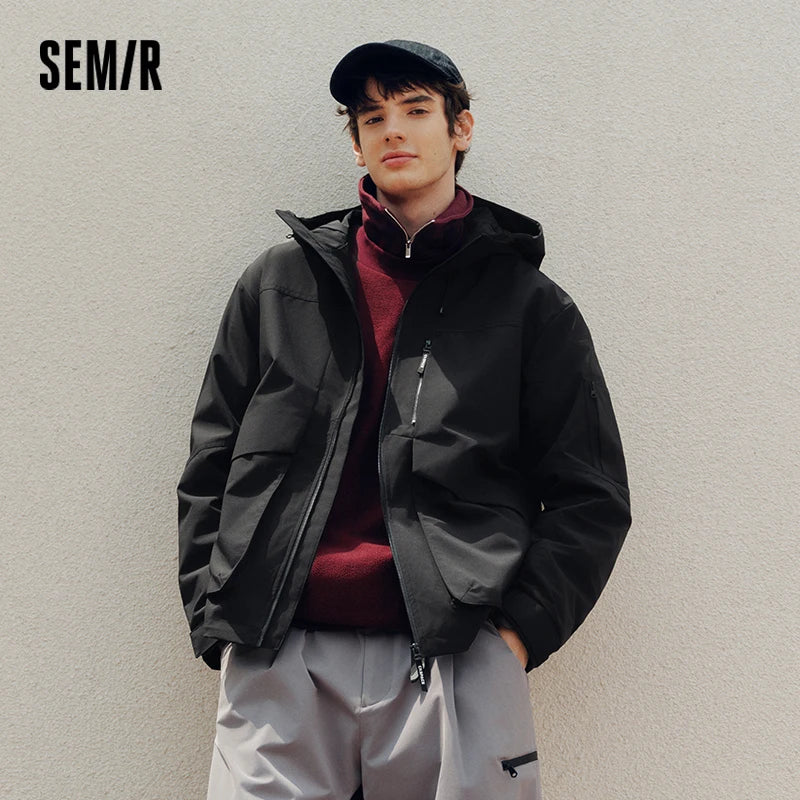 Semir Men Jacket Outdoor Mountain Style Hooded Loose Couple Casual Style Autumn Lightweight Outerwear Daily Wear 2026