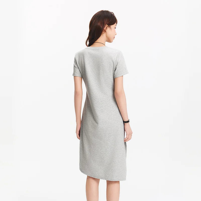 Semir Women Dress Twist 2026 Side Split Asymmetric Midi Urban Casual Everyday Style Soft Comfortable Daily Wear Trendy