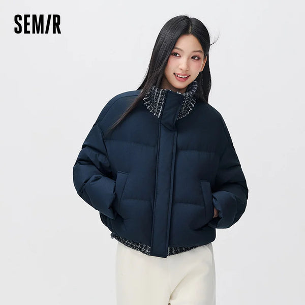 អាវក្រៅ Semir សម្រាប់នារី រចនាបថស្រទាប់ៗ រលុង ៨០ ភាគរយ រោមចៀម រចនាបថទំនើប អាចប្រើប្រាស់បានច្រើនយ៉ាង ថ្មីឆ្នាំ ២០២៦