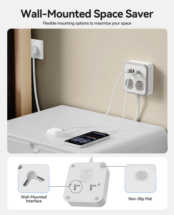 ORICO Desktop Square Power Strip PD20W Fast Charge 1.5M 3M Extension Power Cord Type C USB A Charging Station EU Plug Adapter