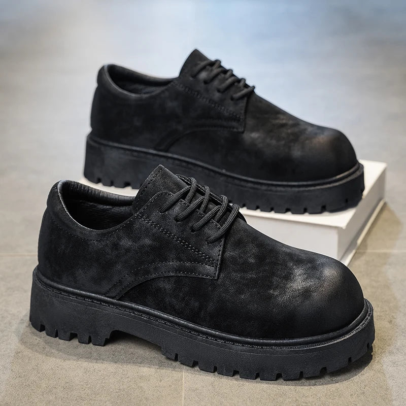 Men's retro thick-sole casual shoes Four seasons breathable soft-sole outdoor walking shoes fashion youth business visitor shoes