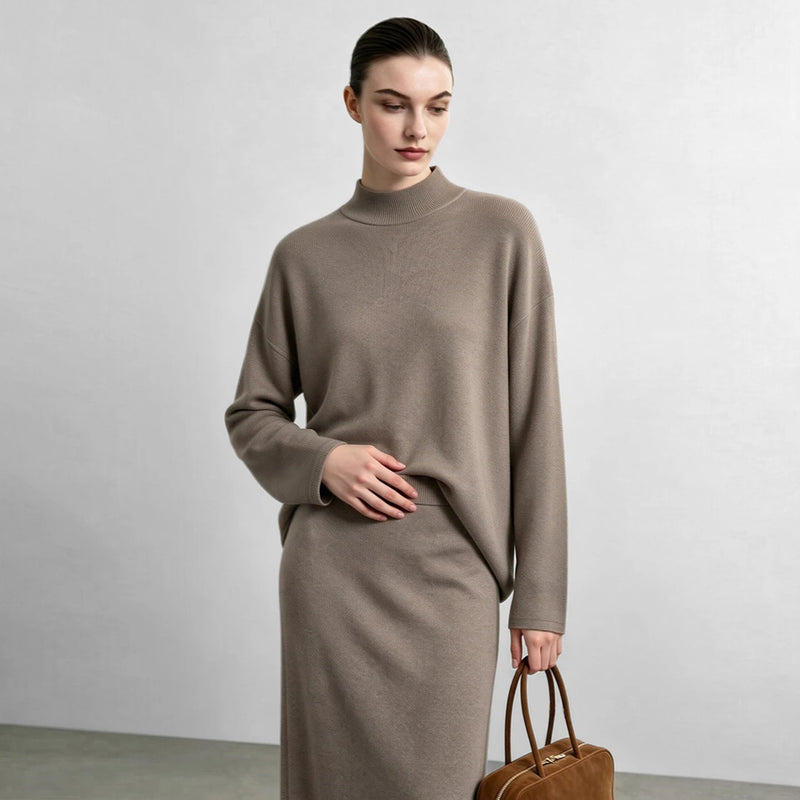 Amii Women's Mock Neck Knit Sweater Long Sleeve Drop Shoulder Oversized Casual Commuter Top Winter 2026 Women Clothing 12644004