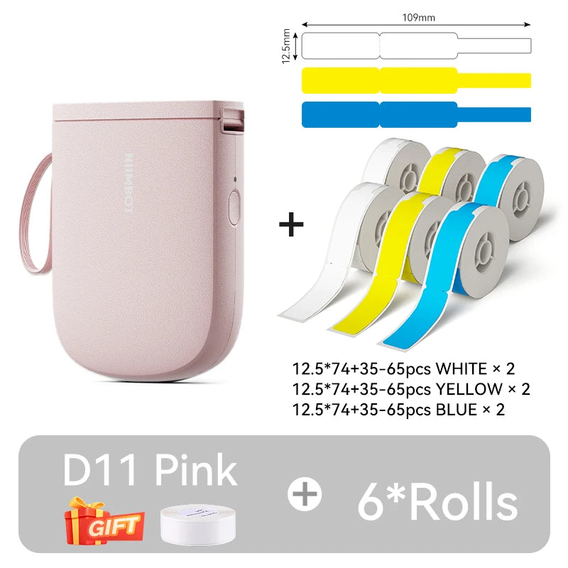 New Version NIIMBOT D11 Portable Thermal Printer Wireless Adhesive Label Maker Inkless Labeling Machine For Mobile Android IOS
