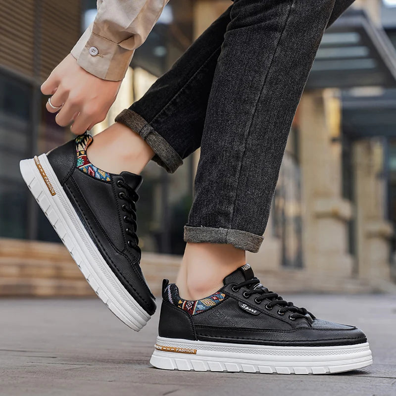 Men's Thick Sole Casual Shoes Four Seasons New Breathable lightweight Soft-Sole Outdoor Walking Shoes Student Sports Board Shoes