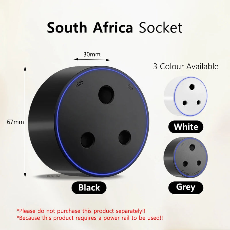 Induction lamp Wall Track Socket EU FR Italy Israeli UK Standard Home Office Electric Socket Removable Plugs Adapter USB C Ports
