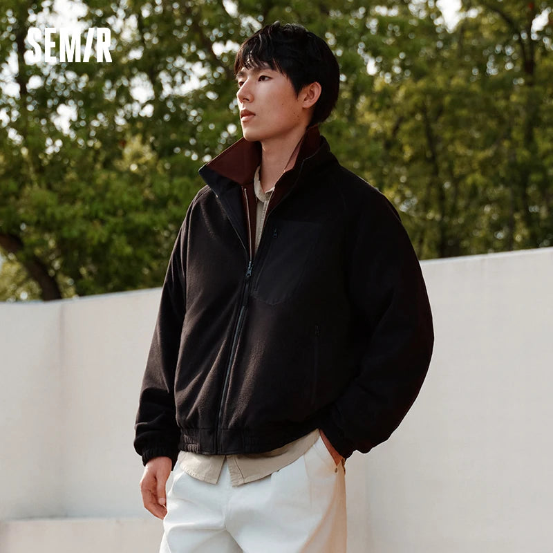 Semir Protective Jacket Men Winter Reversible Windproof Three-Resistant 2025 New Outdoor Loose Stand Collar Top Men'S Clothing