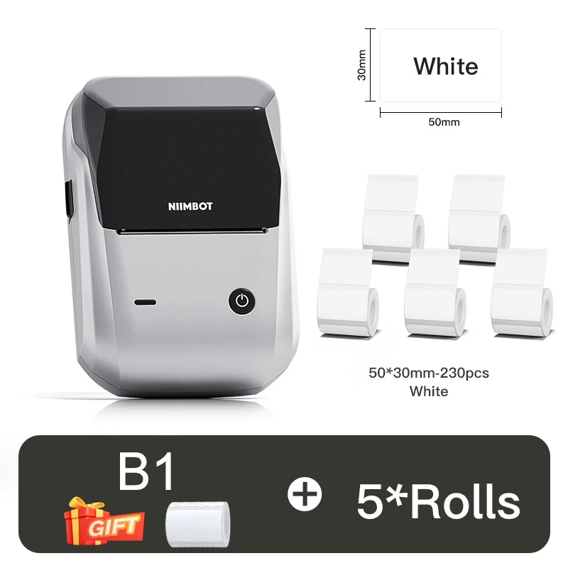 Niimbot B1 Thermal Label Printer Bluetooth Portable Pocket Label Maker Barcode QR Code Self-adhesive Sticker Labeling Machine