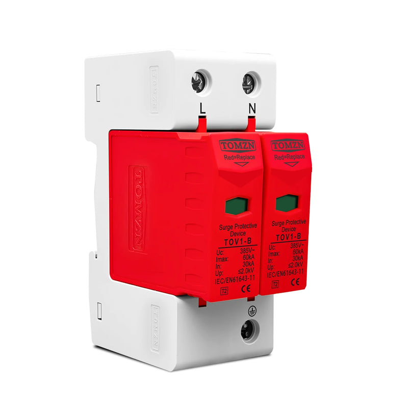 TOMZN AC SPD 2P 20KA~40KA 275V  House Surge Protector Protection Protective Low-voltage  Arrester Device