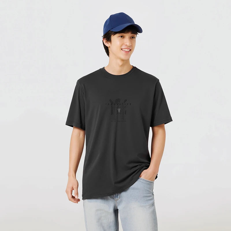 Semir Mens Tshirt 2026 Gradient Letter Printed Premium Texture Casual Versatile Soft Comfortable Daily Wear