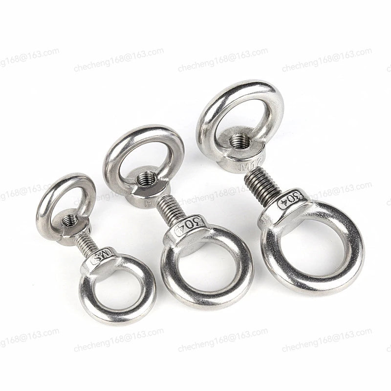 DIVEDEER 1-2Pcs M3 M4 M5 M6 M8 M10 M12 Lifting Eye Nuts/ Screw 304 Stainless Steel Ring Eyebolt Ring Hooking Nut Screws