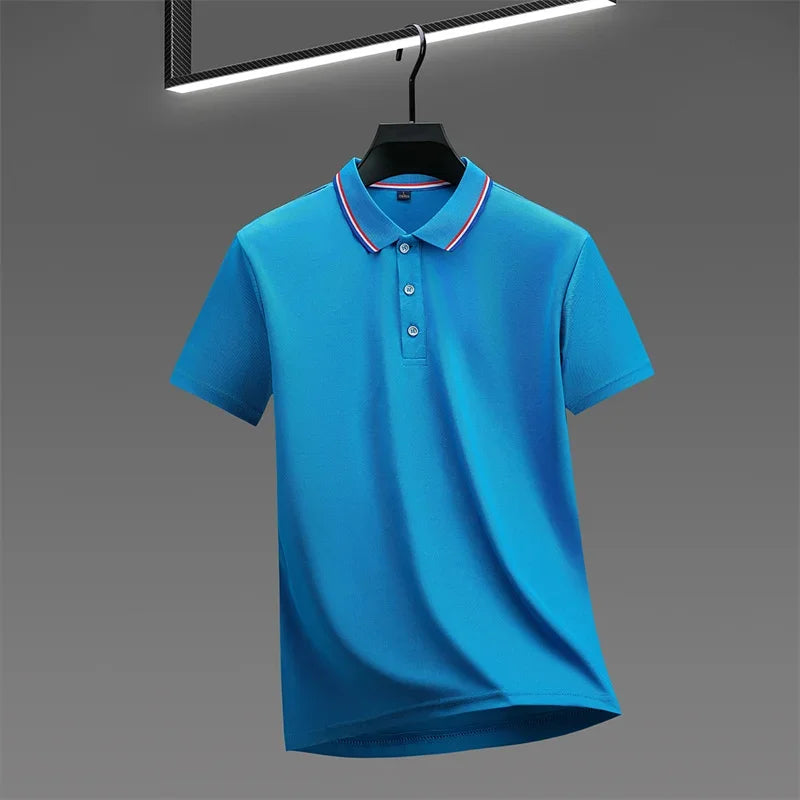 Men's Casual Solid Color Short Sleeve Polo Shirt Summer 2025 Fashionable Comfortable Versatile Top for Men