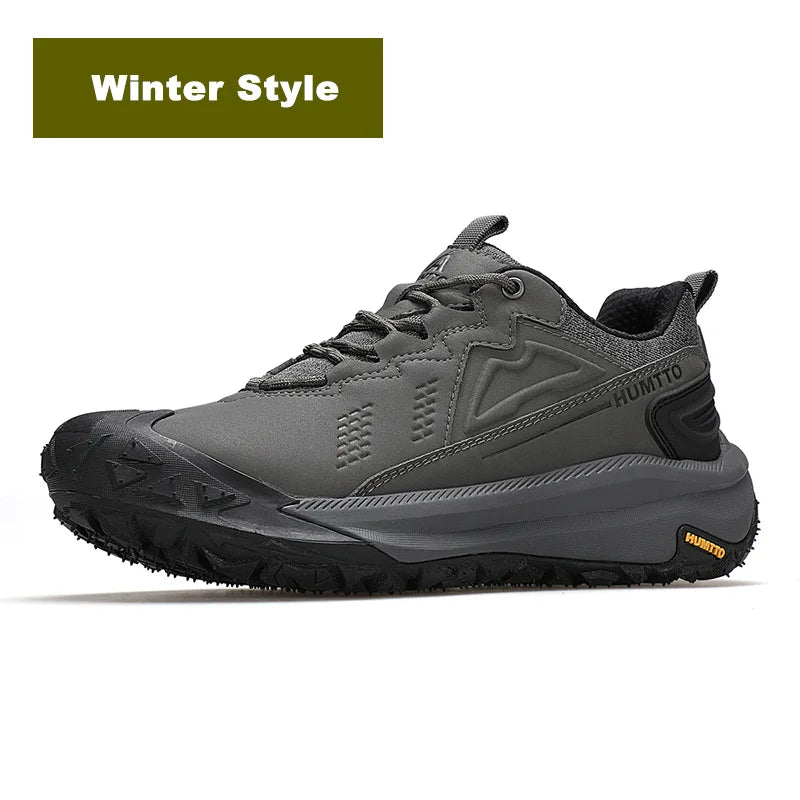 HUMTTO Hiking Men Shoes Non-slip Men's Sports Shoes Leather Safety Walking Outdoor Sneakers for Man Breathable Trekking Boots