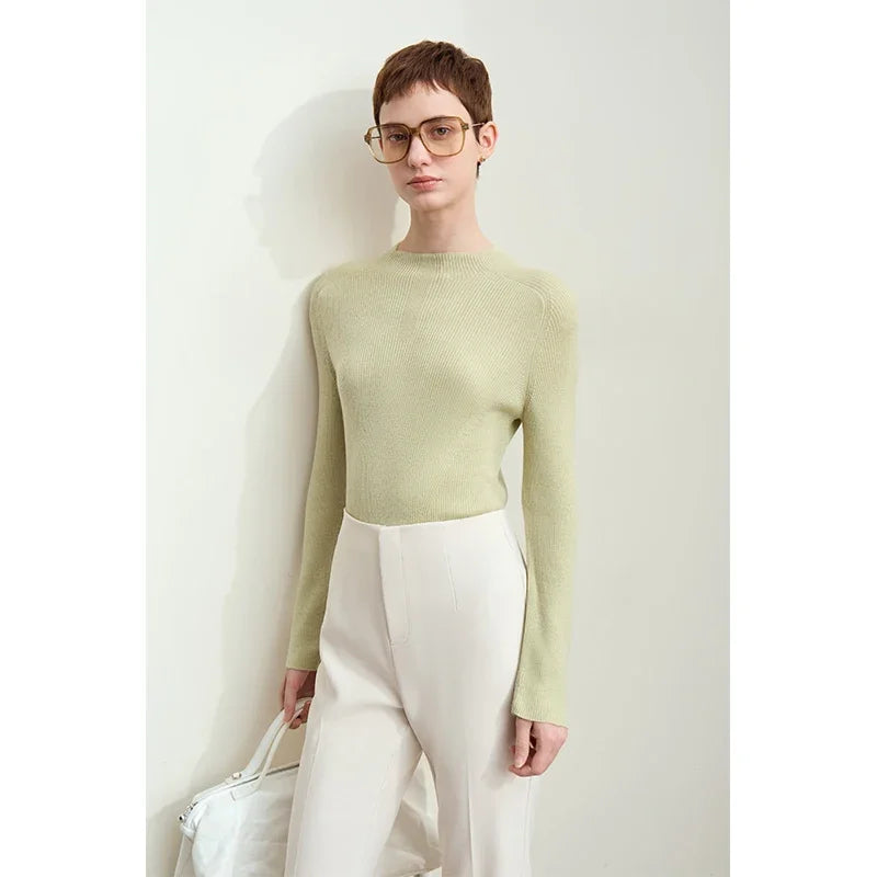 Amii Minimalism 2026 Autumn Sweaters For Women New Mock Neck Raglan Sleeve Slim Bottoming Sweater Basic Female Knitwear 12443227