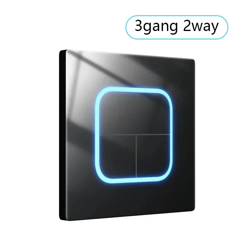 Tempered Glass Panel 1 2 3 4 Gang Wall Button Light Switch 1 2Way International universal LED Indicator reset point Power ON OFF