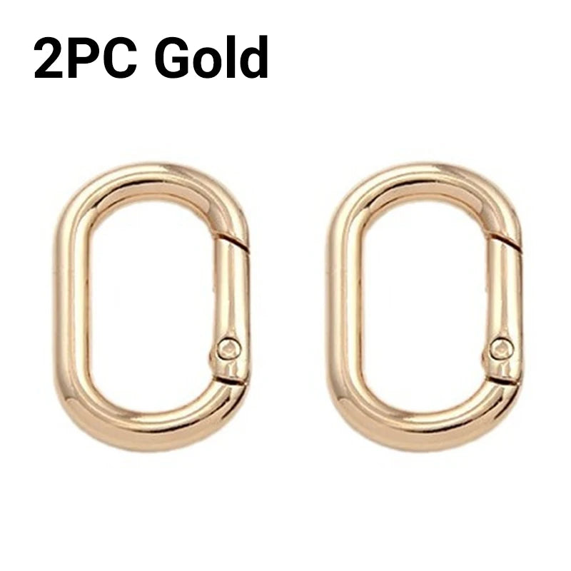 2PC Oval Spring O Ring Openable Leather Bag Handbag Strap Buckle Connect Keyring Pendant Key Dog Chain Snap Clasp Clip Carabiner