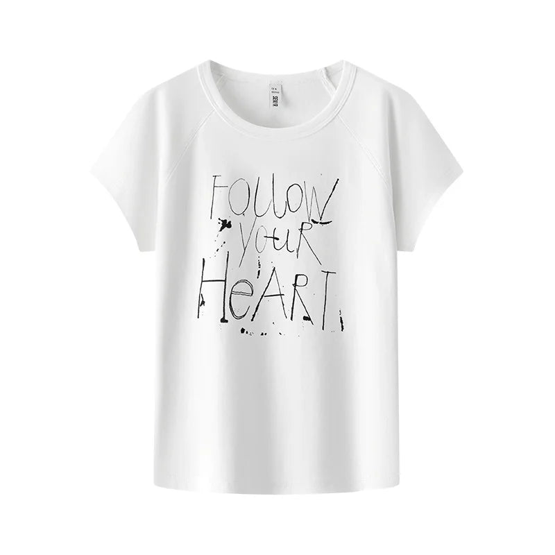 Semir Womens Tshirt 2026 Raglan Sleeve Slim Ink Letter Printed Street Style Slim Fit