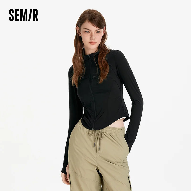 Semir Womens UV Jacket 2026 Short Cool Feeling Stand Collar Tops Slim Fit Outdoor Casual Style Soft Comfortable Daily Wear