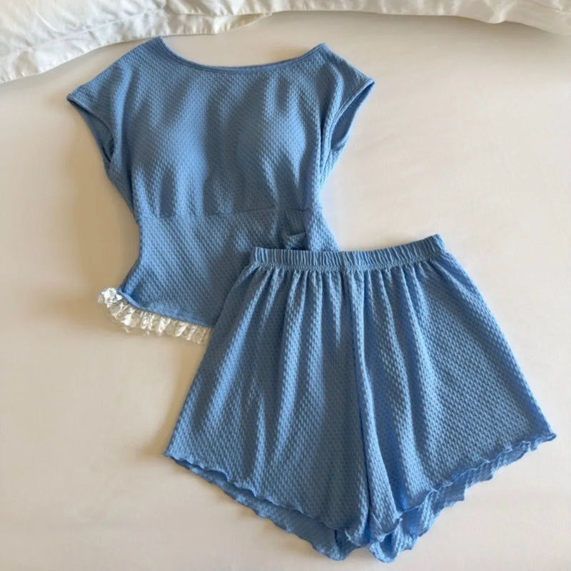 Cotton Pajamas Woman Nightwear New Summer Thin Sleeveless Chest Pads Loungewear Two-piece Set Casual Pyjama Women's Sleepwear
