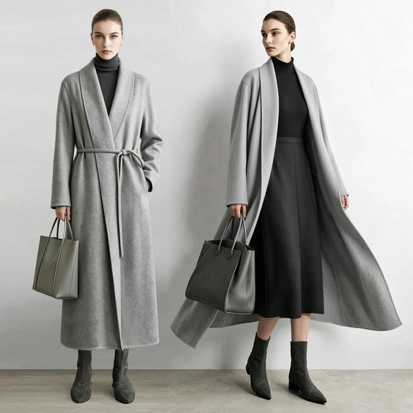 Amii Double-Faced Wool Alpaca Blend Belted Long Coat Elegant Slimming Minimalist 2026 Winter Women Winter Coat 12624042