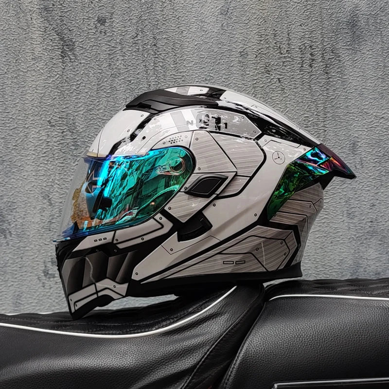 ORZ New DOT Quality Double Lens Flip Helmet Abs Full Face Motorcycle Off Road Motorcycle Racing Helmet Personalized Tail Wing