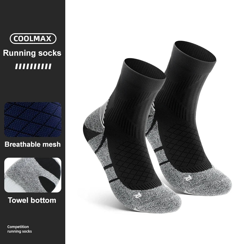 WRELS Coolmax Socks Man Women Sports Hiking Cycling Running Fabric Damping Socks Breathable Moisture-Wicking Outdoor Sports Sock