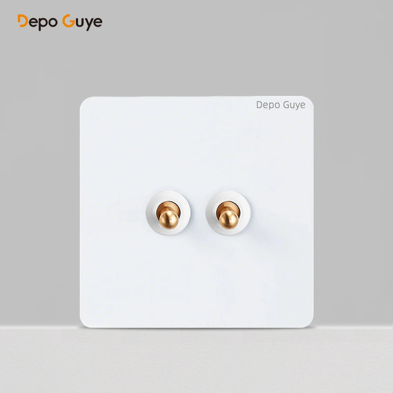 Retro Metal Wall Light Toggle 1 2 Gang 3 Way Switch EU FR Russia Vintage Brass Lever Stainless Steel Switch Panel For Home
