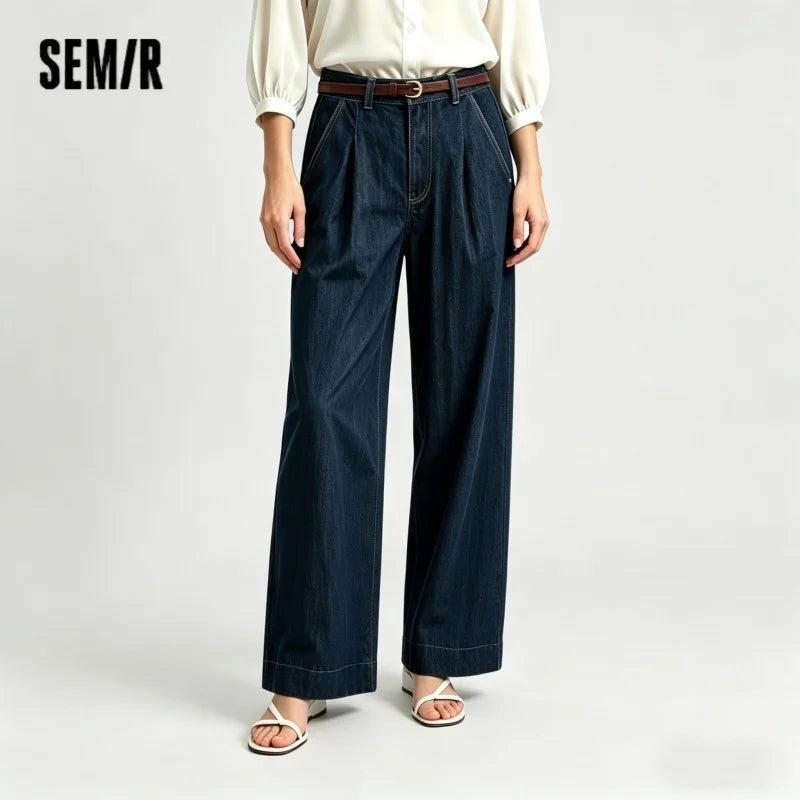Semir Women Jeans Cotton 2026 Elastic Waist Loose Fit Wide Leg Urban Casual Everyday Style Soft Comfortable Daily Wear