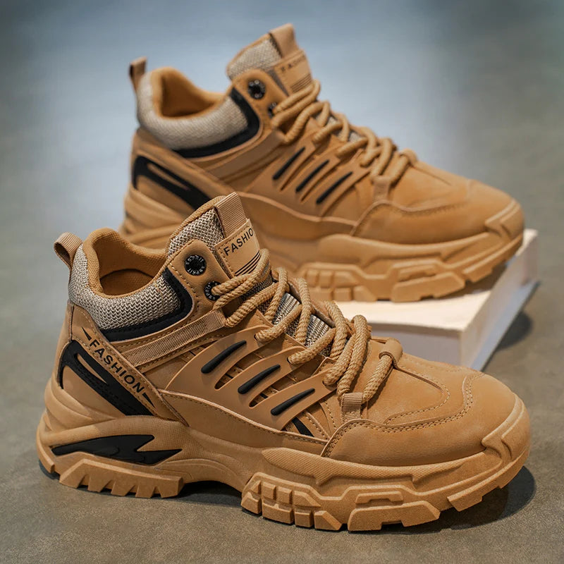 Men's boots four season comfort hiking tooling shoes soft sole anti-slip high-top casual boots fashion youth Joker outdoor boots