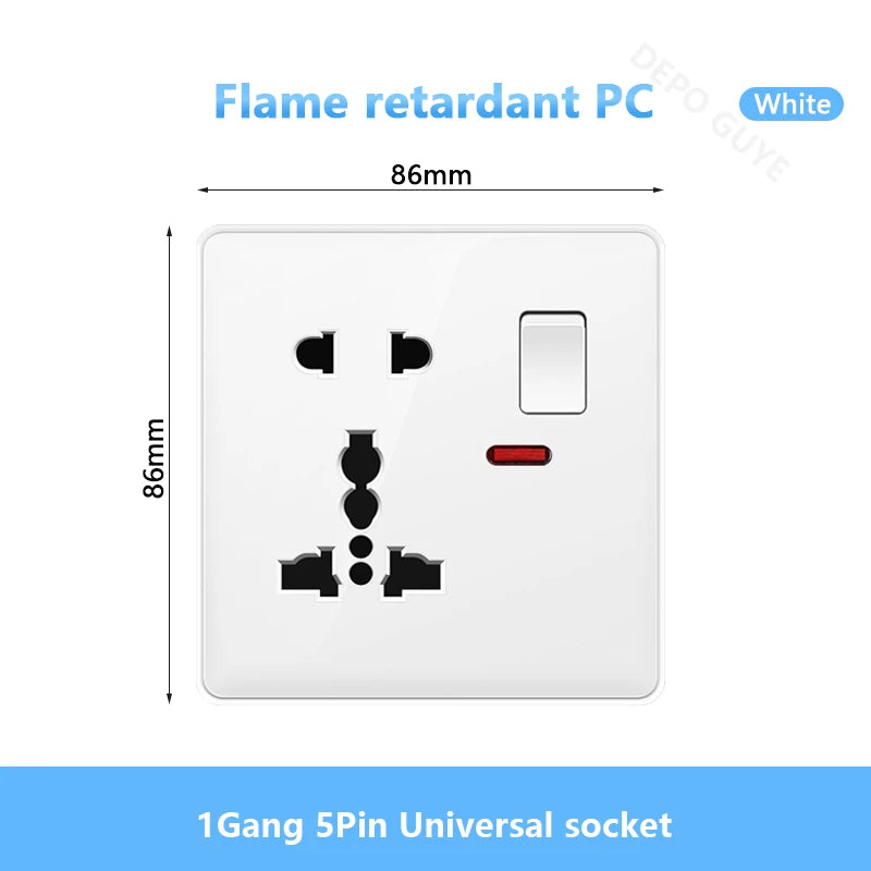 White UK Standard 13A USB Wall Socket Panel,Universal 18W Type-c Quick Charge Socket Plug,Wall Light Switch Electrical outlet