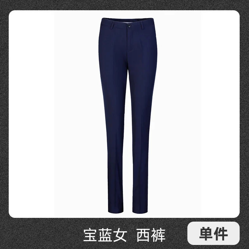 2026 New Women's Blue Plain-colored Slacks, Non-iron Men's Business/office Formal Trousers, Available in Black, Gray.