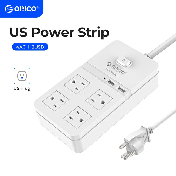 ORICO US Plug Power Strip with 4 AC Outlets 1.5M Extension Cable Electrical Socket For Home Office White Power Strips