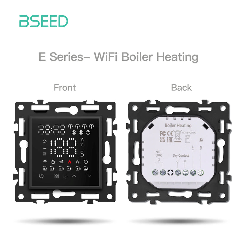 BSEED Smart WiFi Thermostat for Floor Heating/Boiler/Water Function Part Thermostat Controller Glass Panel Tuya APP Control