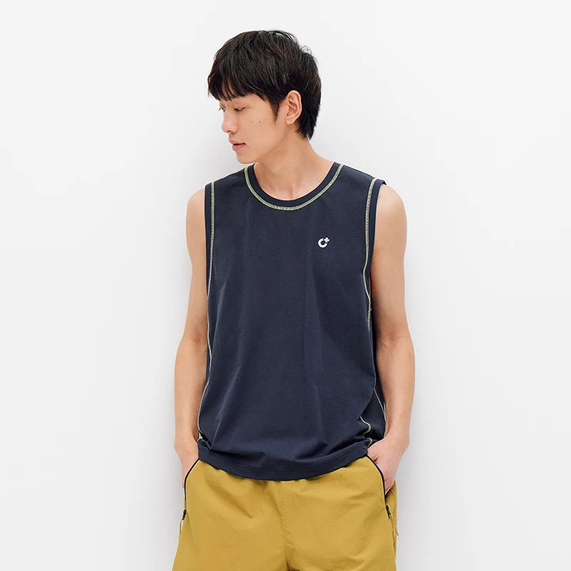 Semir Men Vest Outdoor Sport Color Block Stitching Slightly Loose Reflective Print 2026 Summer Casual Top