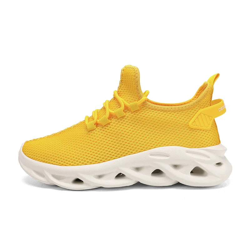 Men Sports Shoes Fashionable Soft Summer Mesh Breathable Outdoor Fitness Shoes Thick Sole Rebound Comfortable Tennis Shoes Man
