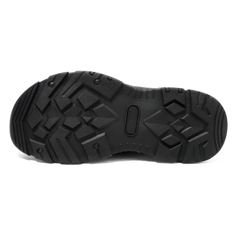 Summer Mens Outdoor Leather Sandals For Men Cover Toes Sandals Size 38-46 Anti Slip Rubber Soles Black Sandal Dropshipping