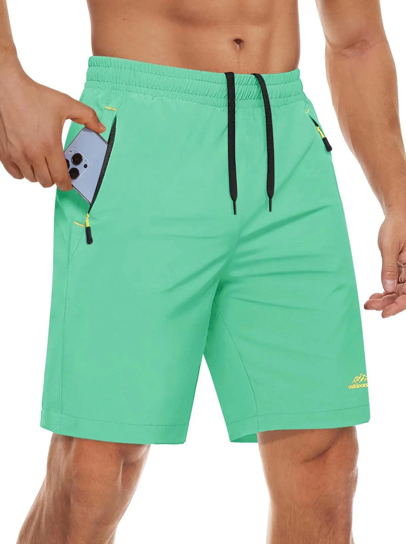 TACVASEN Quick Dry Athletic Shorts with Zipper Pockets Men's Summer Running Shorts Gym Training Workout Fitness Hiking Shorts