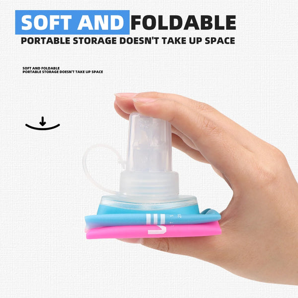 WRELS 1/2pcs Sports Soft Water Bottle Camping Collapsible TPU Silicone Soft Flask Water Bag BPA Free Sports Running Water Bottle