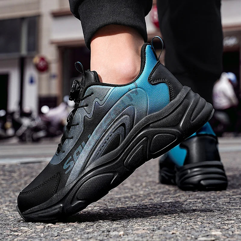 Men's Rotating button casual sneakers spring summer breathable light racing outdoor running shoes soft sole speed sports shoes