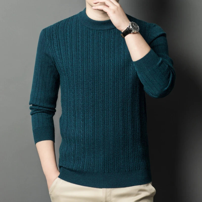 Autumn and Winter Warm Turtleneck O-neck Sweater Men's Thickened Slim-fit Bottoming Shirt.Fine knit sweater. M-4XL