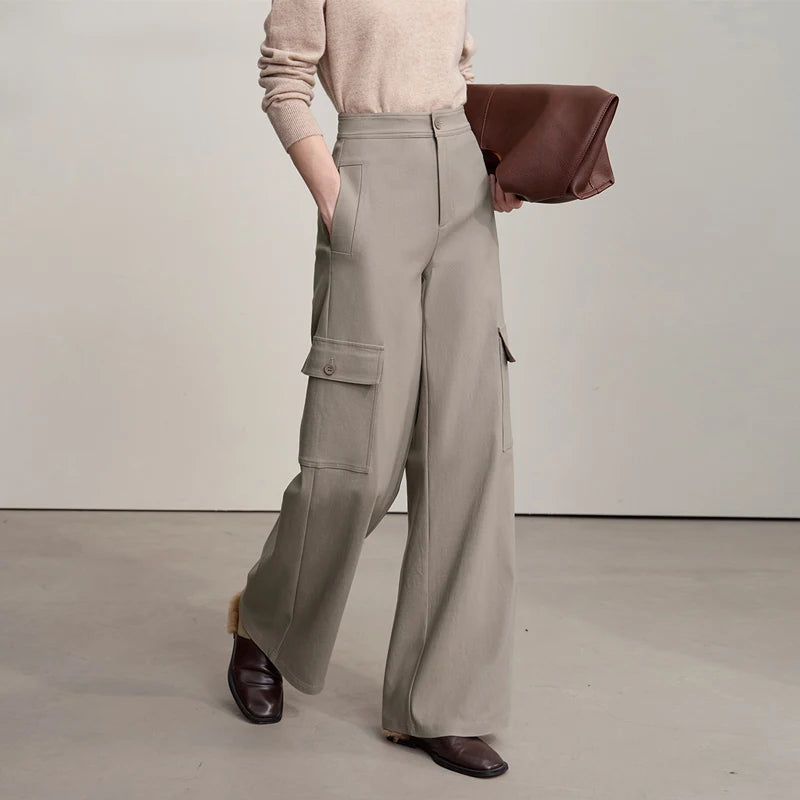 ខោ Amii Minimalism Women រដូវស្លឹកឈើជ្រុះឆ្នាំ ២០២៥ ខោជើងវែង Loonse ធម្មតាពណ៌រឹង ខោប៉ាក់ងាយស្រួលប្រើសម្រាប់ស្ត្រី 12543186