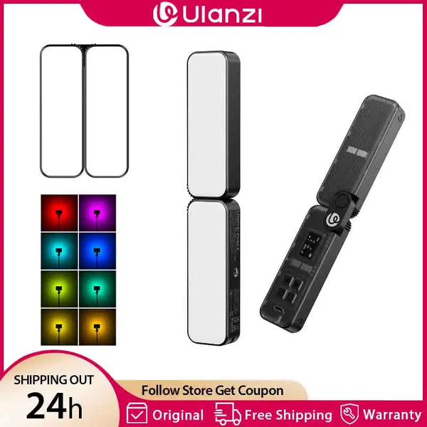 ភ្លើង LED បត់បាន Ulanzi FOLD8 2 ក្នុង 1 RGB Fill Light Video Light 2500-9000K ដំបងភ្លើងម៉ាញេទិក APP Control សម្រាប់ Vlog Liv